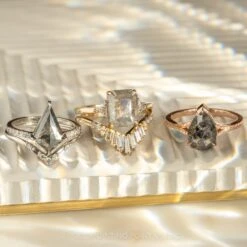 2.37tcw Salt And Pepper Emerald Cut Diamond Engagement Ring, Zoe Setting, 14K Yellow Gold -Point No Point Studio Store 20230119 SFS0112 1