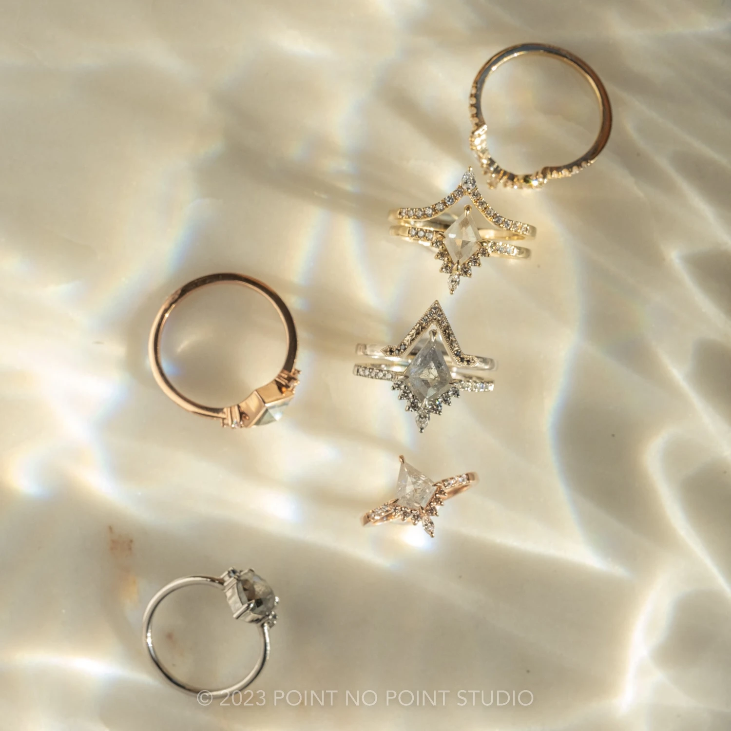 1.02 Carat Icy White Kite Diamond Engagement Ring, Avaline Setting, 14K Rose Gold 3 1.02 Carat Icy White Kite Diamond Engagement Ring, Avaline Setting, 14K Rose Gold - Image 3