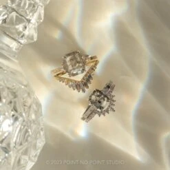 2.37tcw Salt And Pepper Emerald Cut Diamond Engagement Ring, Zoe Setting, 14K Yellow Gold -Point No Point Studio Store 20230119 SFS0141