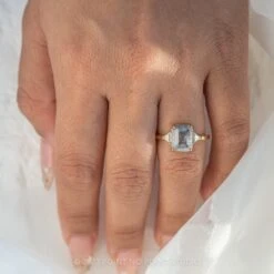 2.37tcw Salt And Pepper Emerald Cut Diamond Engagement Ring, Zoe Setting, 14K Yellow Gold -Point No Point Studio Store 20230119 SFS0166