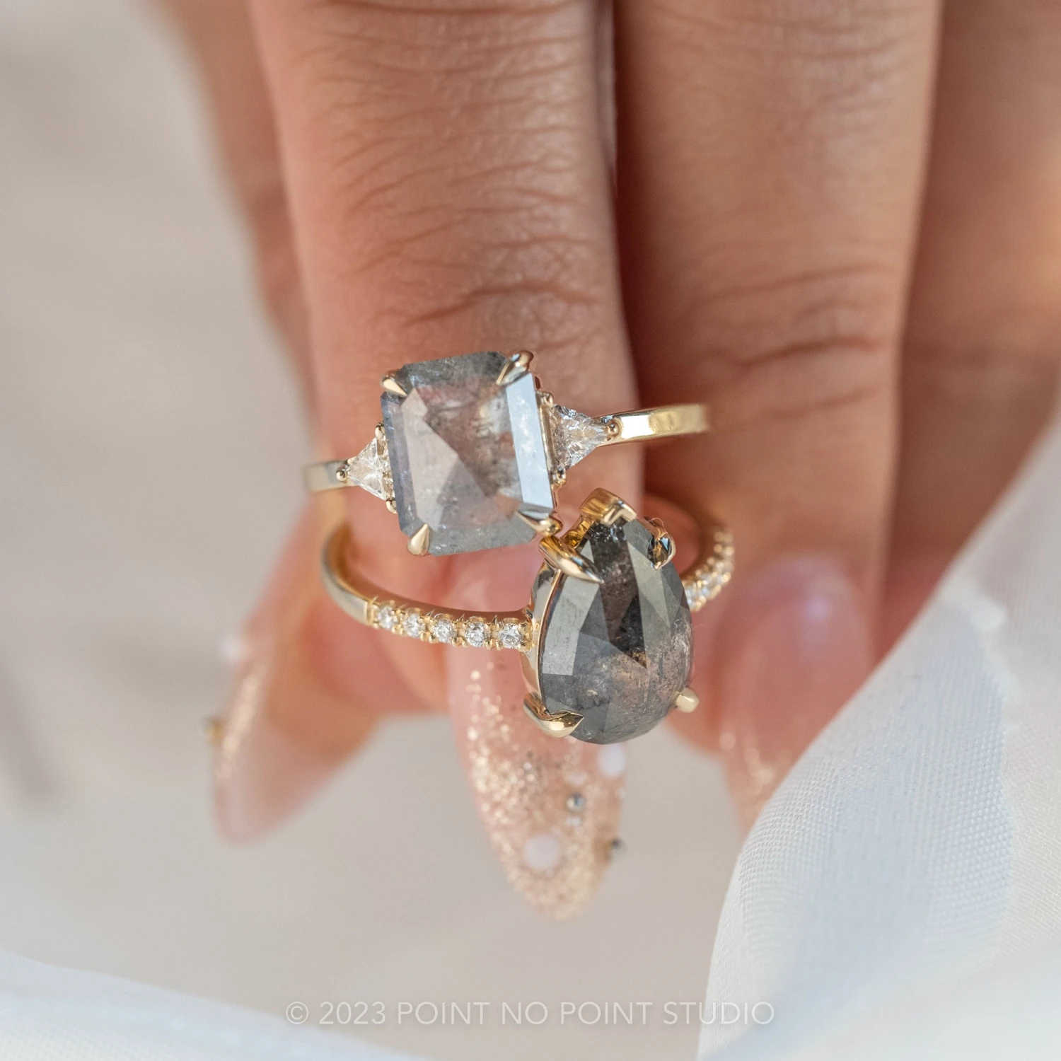 2.48 Carat Black Speckled Pear Diamond Engagement Ring, Jules Setting,14k Yellow Gold 10 2.48 Carat Black Speckled Pear Diamond Engagement Ring, Jules Setting,14k Yellow Gold - Image 10