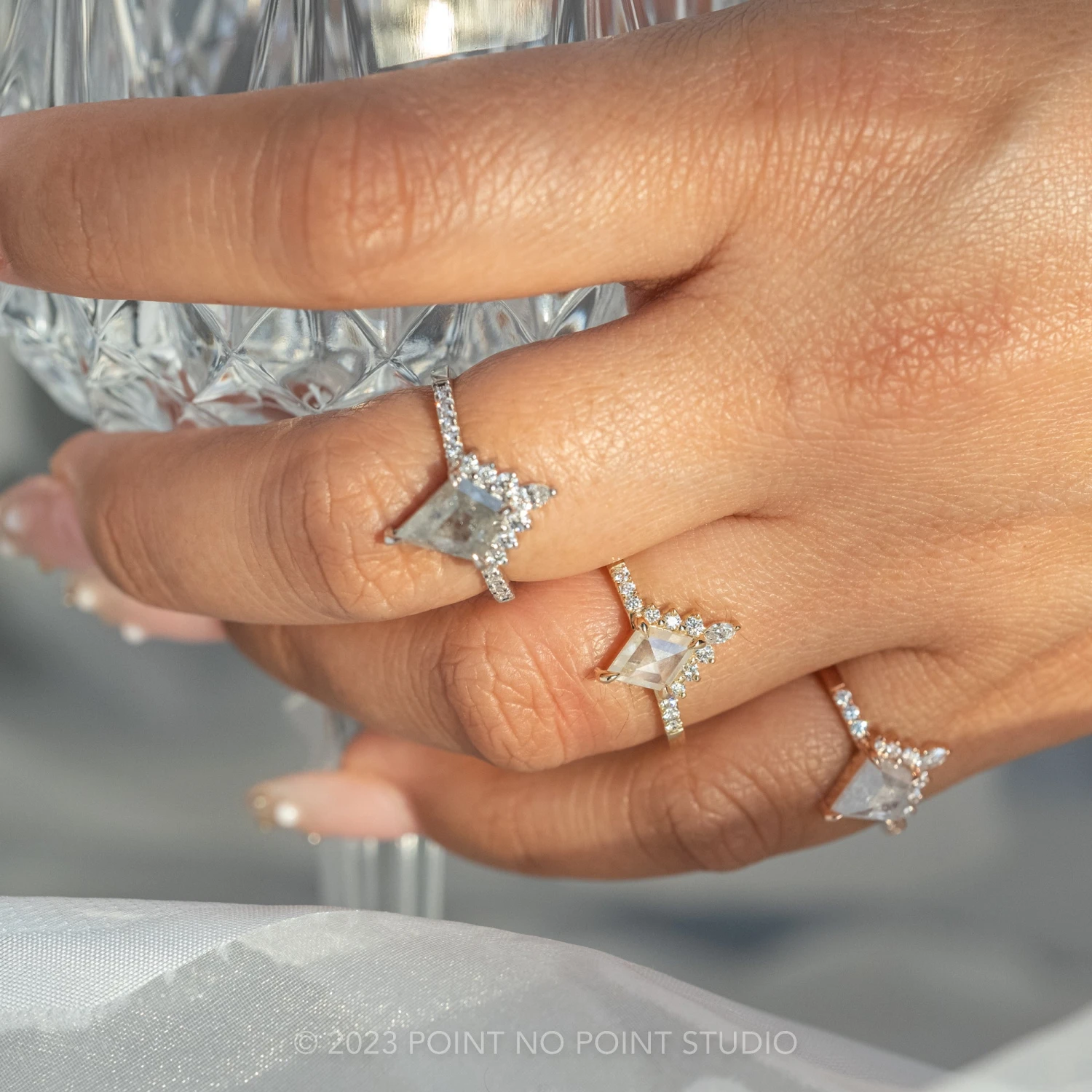 1.02 Carat Icy White Kite Diamond Engagement Ring, Avaline Setting, 14K Rose Gold 2 1.02 Carat Icy White Kite Diamond Engagement Ring, Avaline Setting, 14K Rose Gold - Image 2