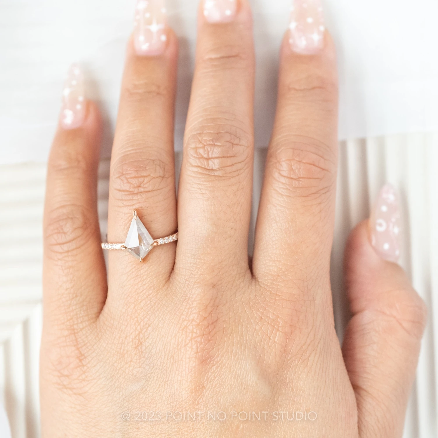 1.30 Carat Icy Grey Kite Diamond Engagement Ring, Jules Setting, 14K Rose Gold 2 1.30 Carat Icy Grey Kite Diamond Engagement Ring, Jules Setting, 14K Rose Gold - Image 2