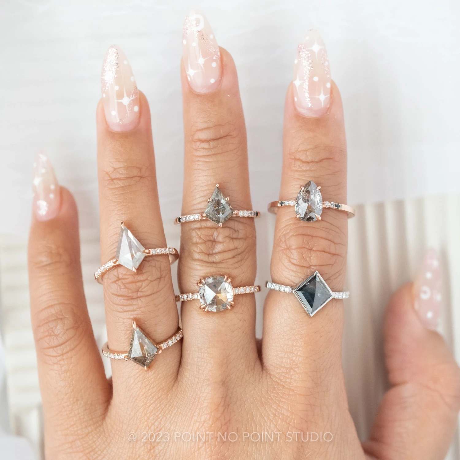 1.30 Carat Icy Grey Kite Diamond Engagement Ring, Jules Setting, 14K Rose Gold 5 1.30 Carat Icy Grey Kite Diamond Engagement Ring, Jules Setting, 14K Rose Gold - Image 5