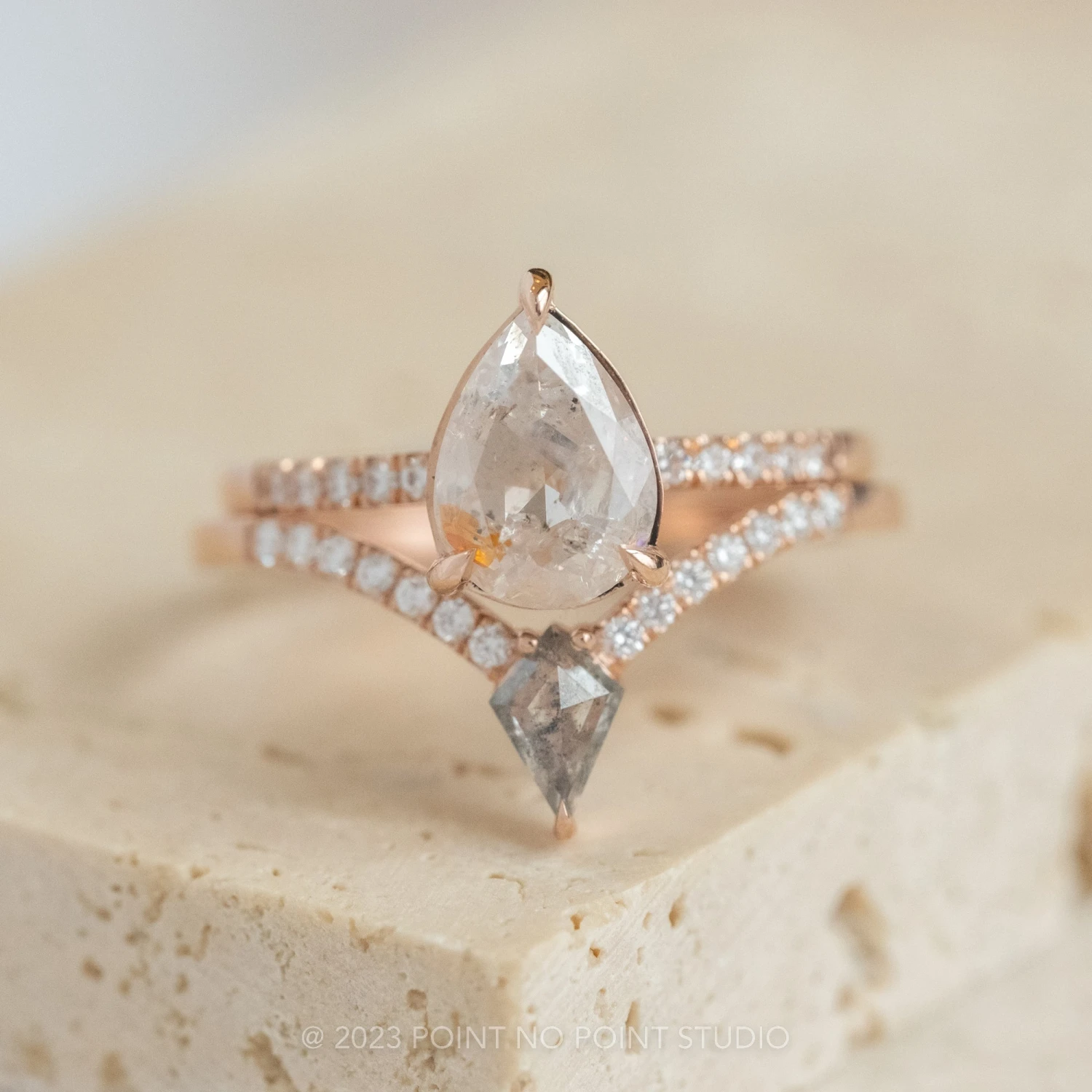 1.90 Carat Icy White Pear Diamond Engagement Ring, Juliette Setting, 14K Rose Gold 4 1.90 Carat Icy White Pear Diamond Engagement Ring, Juliette Setting, 14K Rose Gold - Image 4
