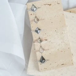 1.30 Carat Icy Grey Kite Diamond Engagement Ring, Jules Setting, 14K Rose Gold 14 1.30 Carat Icy Grey Kite Diamond Engagement Ring, Jules Setting, 14K Rose Gold -Point No Point Studio Store 20230203 SFS0144