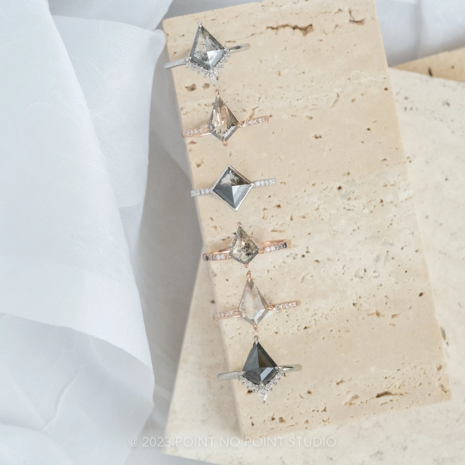 1.30 Carat Icy Grey Kite Diamond Engagement Ring, Jules Setting, 14K Rose Gold 4 1.30 Carat Icy Grey Kite Diamond Engagement Ring, Jules Setting, 14K Rose Gold - Image 4