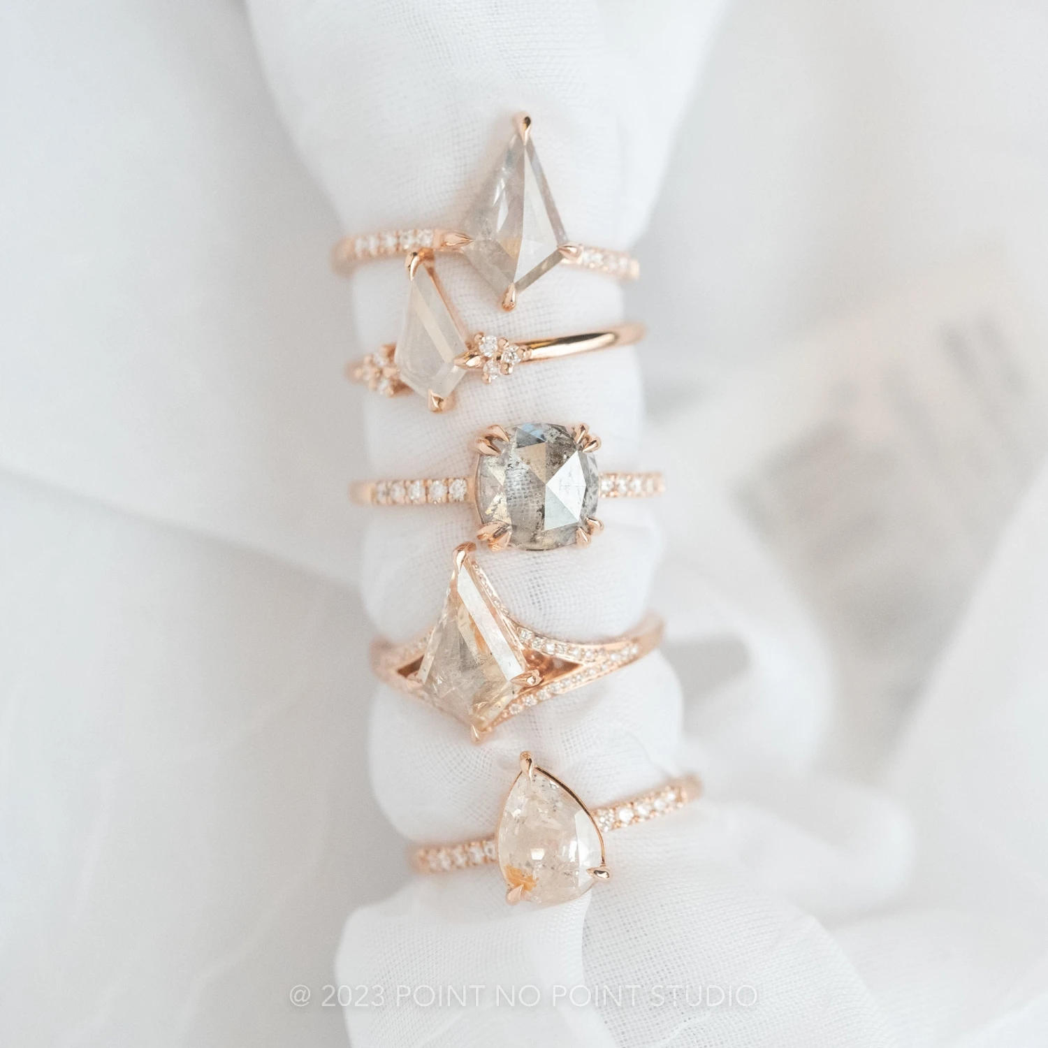 1.30 Carat Icy Grey Kite Diamond Engagement Ring, Jules Setting, 14K Rose Gold 6 1.30 Carat Icy Grey Kite Diamond Engagement Ring, Jules Setting, 14K Rose Gold - Image 6