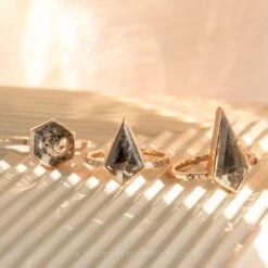 4 Carat Black Kite Diamond Engagement Ring, Ombre Bezel Jules Setting, 14K Rose Gold -Point No Point Studio Store 20230208 SFS0092