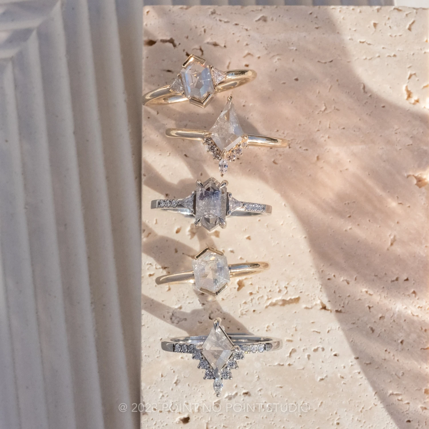 1.41 Carat Icy White Hexagon Diamond Engagement Ring, Charlize Setting, 14k Yellow Gold 3 1.41 Carat Icy White Hexagon Diamond Engagement Ring, Charlize Setting, 14k Yellow Gold - Image 3