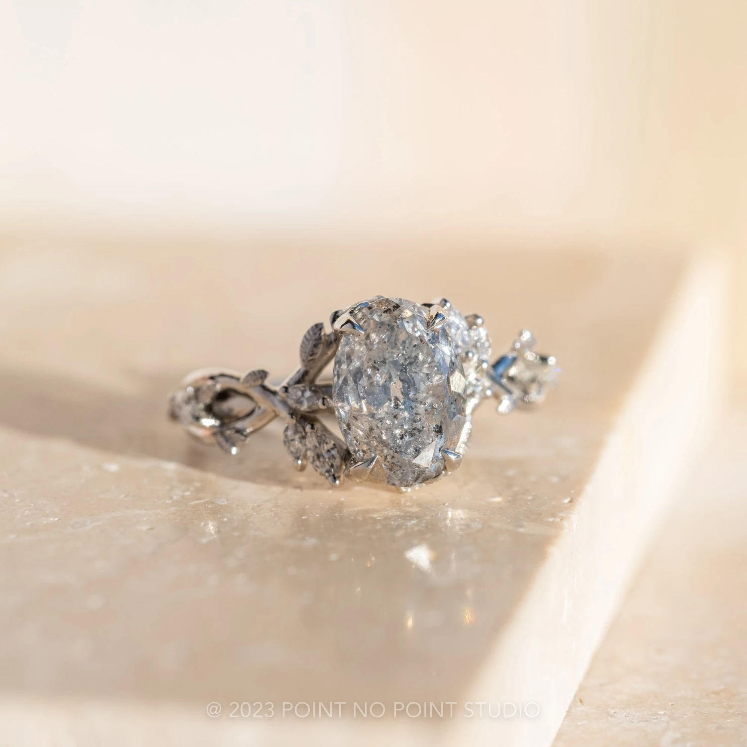 2.51 Carat Salt And Pepper Oval Diamond Engagement Ring, Ainsley Setting, Platinum 5 2.51 Carat Salt And Pepper Oval Diamond Engagement Ring, Ainsley Setting, Platinum - Image 5