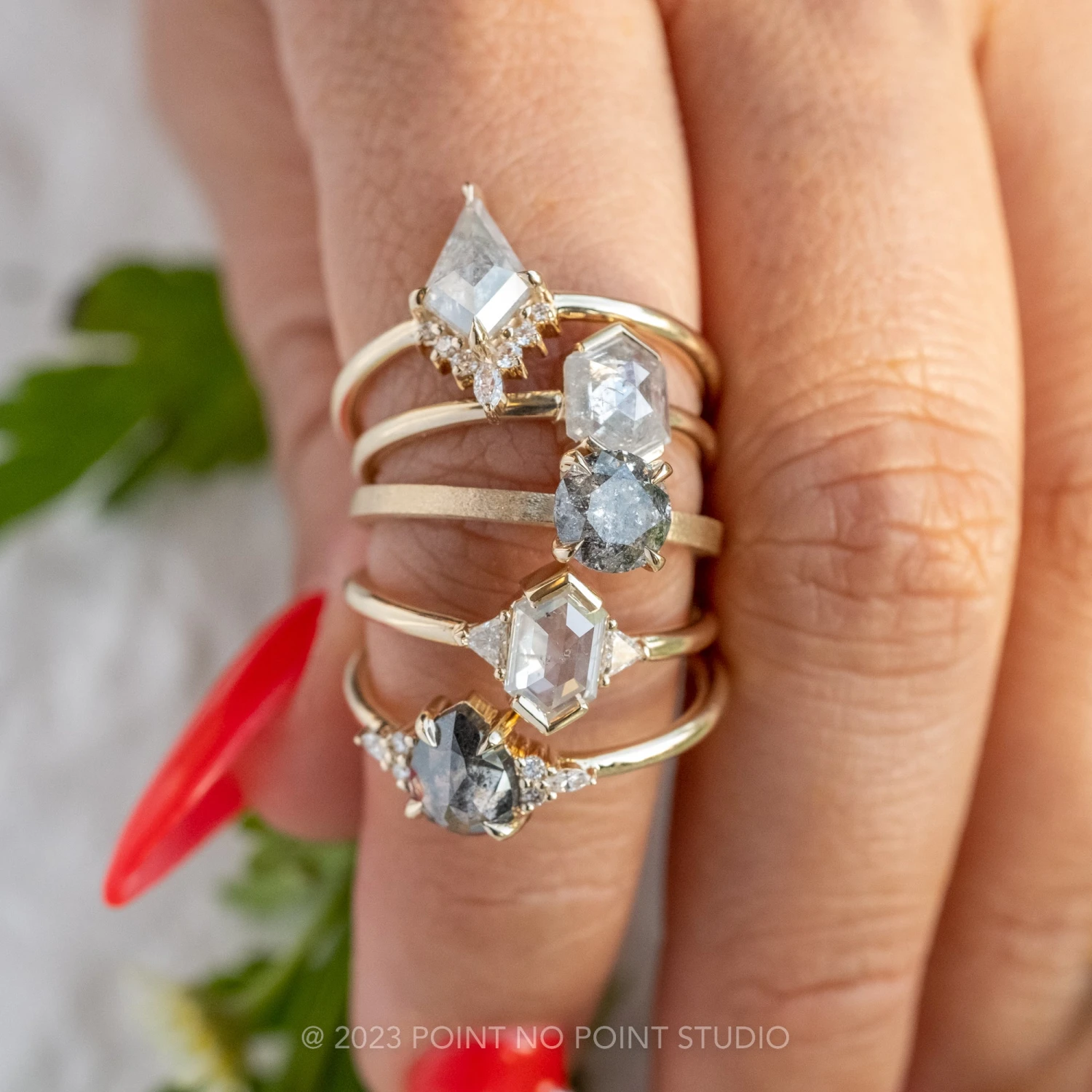 1.41 Carat Icy White Hexagon Diamond Engagement Ring, Charlize Setting, 14k Yellow Gold 4 1.41 Carat Icy White Hexagon Diamond Engagement Ring, Charlize Setting, 14k Yellow Gold - Image 4