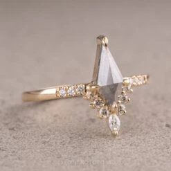 .92 Carat Salt And Pepper Kite Diamond Engagement Ring, Avaline Setting, 14K Yellow Gold -Point No Point Studio Store 20230224 SFS0159 fd3b959c c682 4ee9 b8a9 aad5369dde78