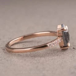 1.05 Carat Salt And Pepper Hexagon Diamond Engagement Ring, Jules Setting, 14K Rose Gold -Point No Point Studio Store 20230224 SFS0196
