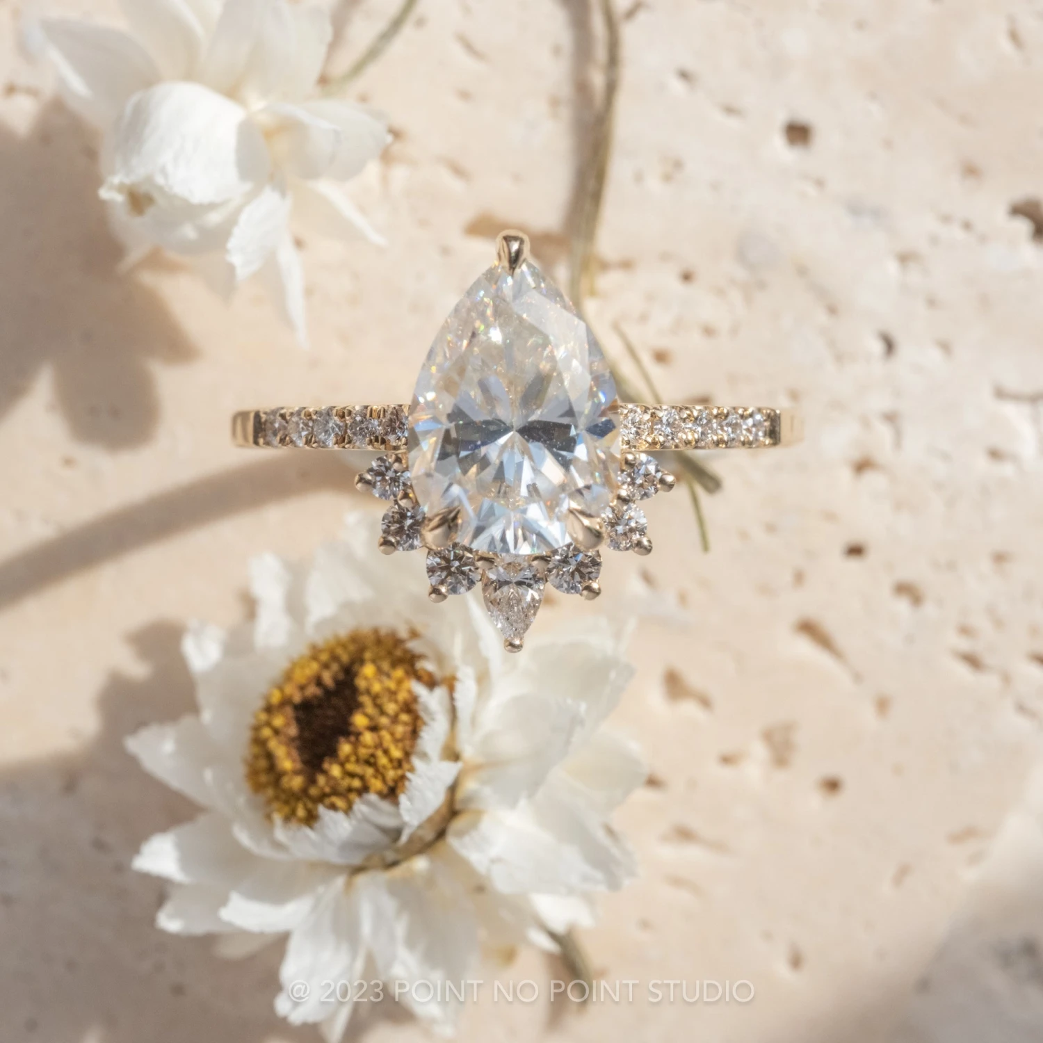 2.48 Carat Pear Moissanite Engagement Ring, Kanara Setting, 14K Yellow Gold 7 2.48 Carat Pear Moissanite Engagement Ring, Kanara Setting, 14K Yellow Gold - Image 7