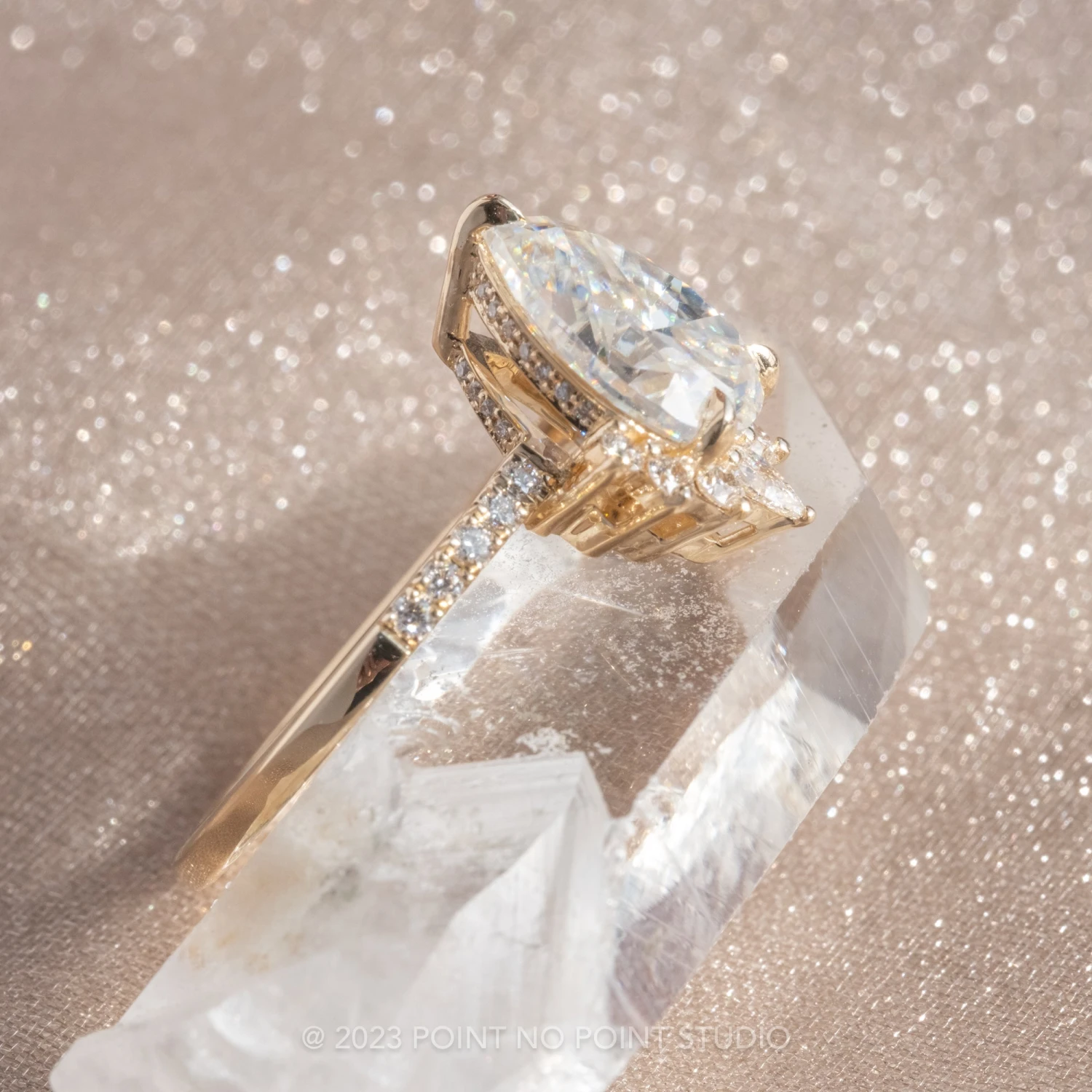 2.48 Carat Pear Moissanite Engagement Ring, Kanara Setting, 14K Yellow Gold 10 2.48 Carat Pear Moissanite Engagement Ring, Kanara Setting, 14K Yellow Gold - Image 10