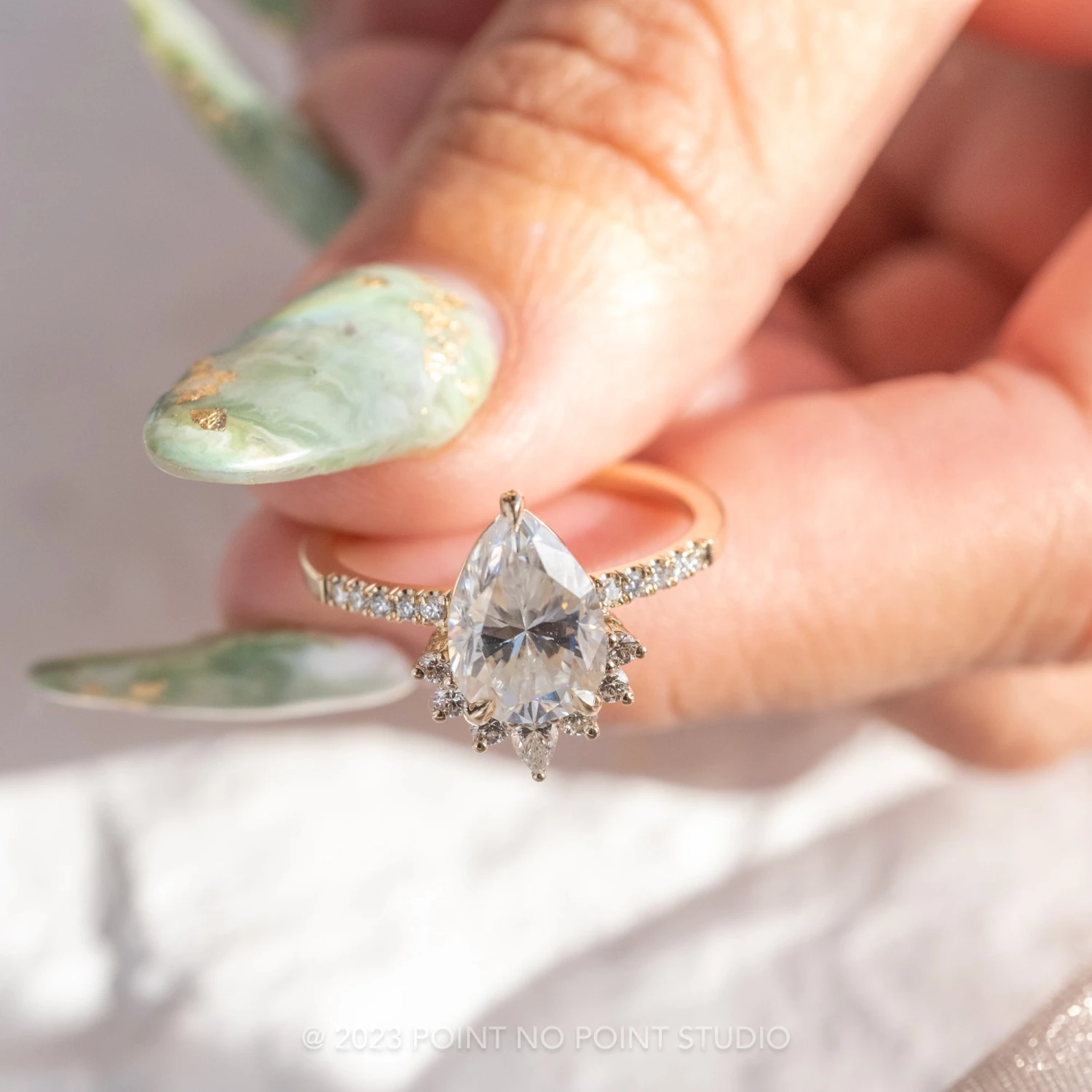 2.48 Carat Pear Moissanite Engagement Ring, Kanara Setting, 14K Yellow Gold 5 2.48 Carat Pear Moissanite Engagement Ring, Kanara Setting, 14K Yellow Gold - Image 5