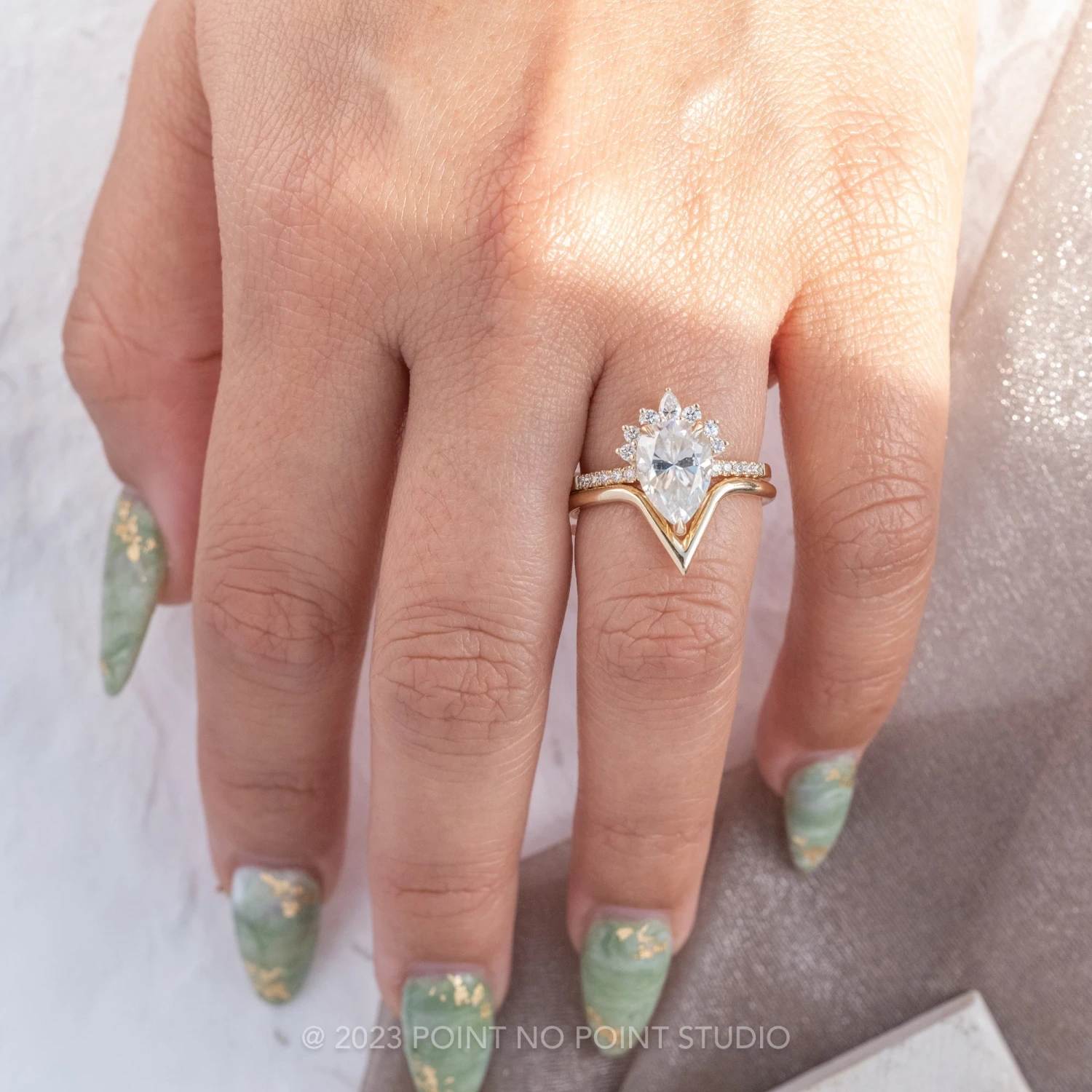 2.48 Carat Pear Moissanite Engagement Ring, Kanara Setting, 14K Yellow Gold 4 2.48 Carat Pear Moissanite Engagement Ring, Kanara Setting, 14K Yellow Gold - Image 4