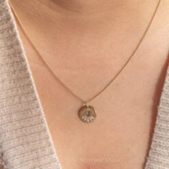 14k Gold Engraved Poppy Single Initial With Diamonds Large Round Charm 11 14k Gold Engraved Poppy Single Initial With Diamonds Large Round Charm -Point No Point Studio Store 20230316 SFS0145