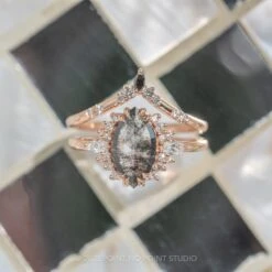1.95 Carat Black Speckled Marquise Diamond Engagement Ring, Olivia Setting, 14K Rose Gold 13 1.95 Carat Black Speckled Marquise Diamond Engagement Ring, Olivia Setting, 14K Rose Gold -Point No Point Studio Store 20230330 SFS0109
