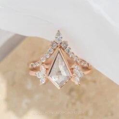 2.08 Carat Salt And Pepper Kite Diamond Engagement Ring, Bezel Quinn Setting, 14K Rose Gold -Point No Point Studio Store 20230330 SFS0115 ef751968 33d5 4a25 a031 d7bf1995e549