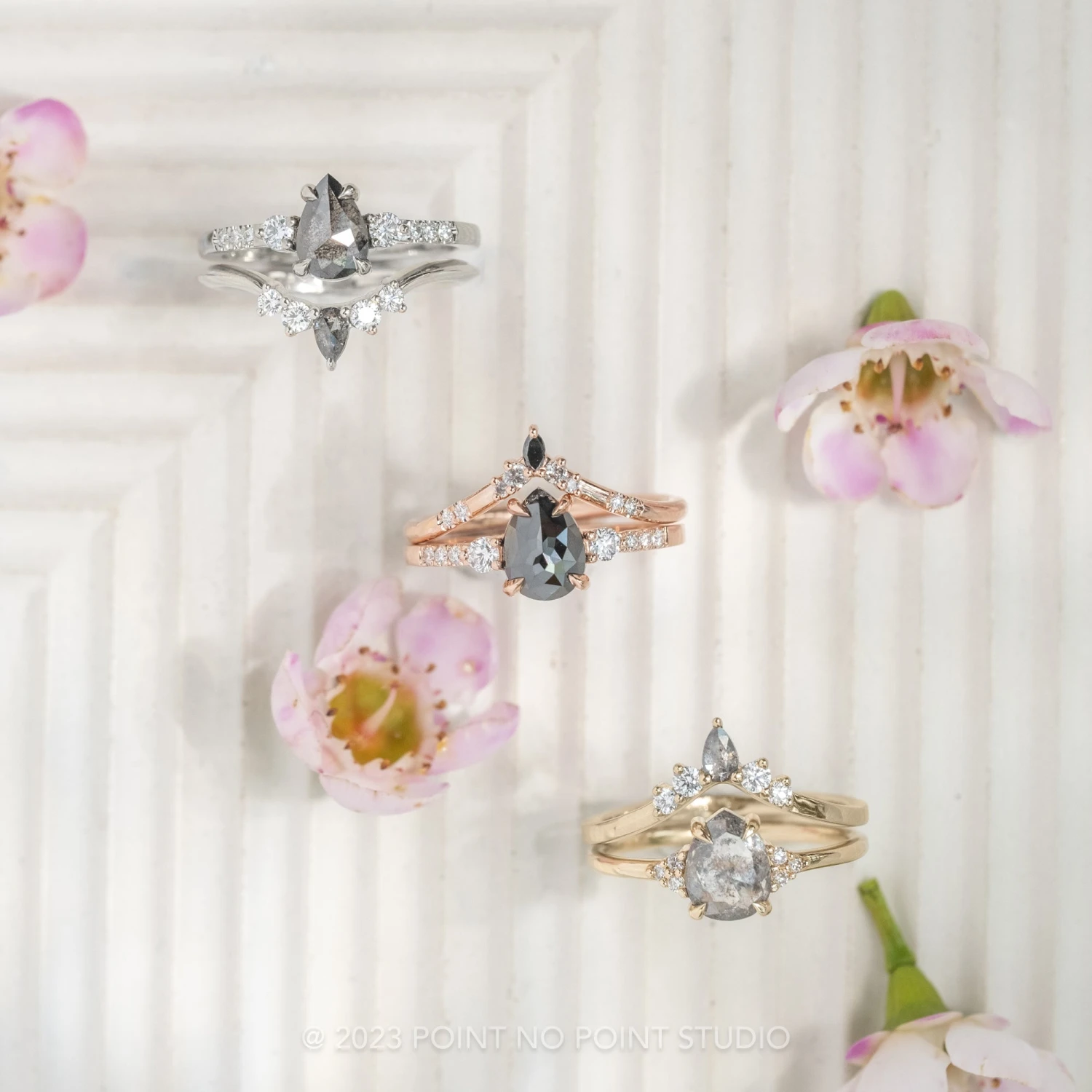 1.22 Carat Black Pear Diamond Engagement Ring, Eliza Setting, 14K Rose Gold 4 1.22 Carat Black Pear Diamond Engagement Ring, Eliza Setting, 14K Rose Gold - Image 4