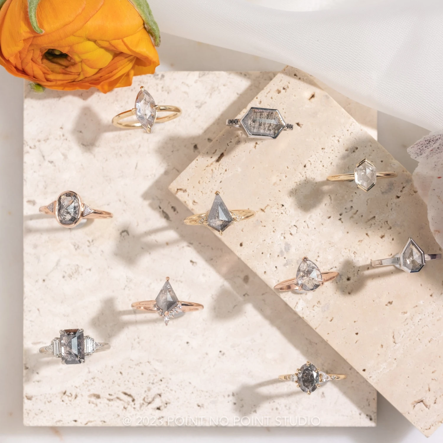 1.35 Carat Salt And Pepper Kite Diamond Engagement Ring, Ava Setting, 14K Rose Gold 4 1.35 Carat Salt And Pepper Kite Diamond Engagement Ring, Ava Setting, 14K Rose Gold - Image 4