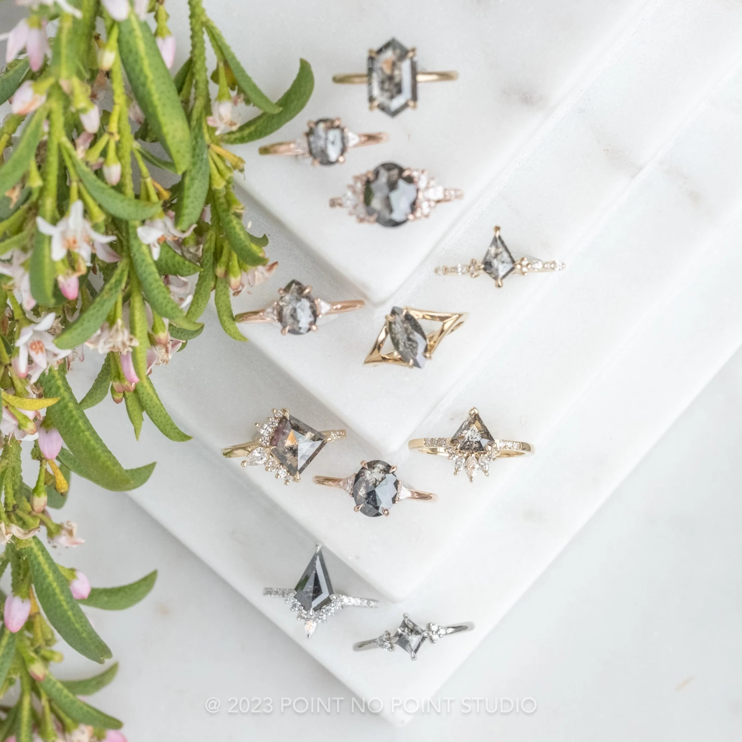 1.17 Carat Black Speckled Marquise Diamond Engagement Ring, Split Shank Jane Setting, 14K Yellow Gold 5 1.17 Carat Black Speckled Marquise Diamond Engagement Ring, Split Shank Jane Setting, 14K Yellow Gold - Image 5