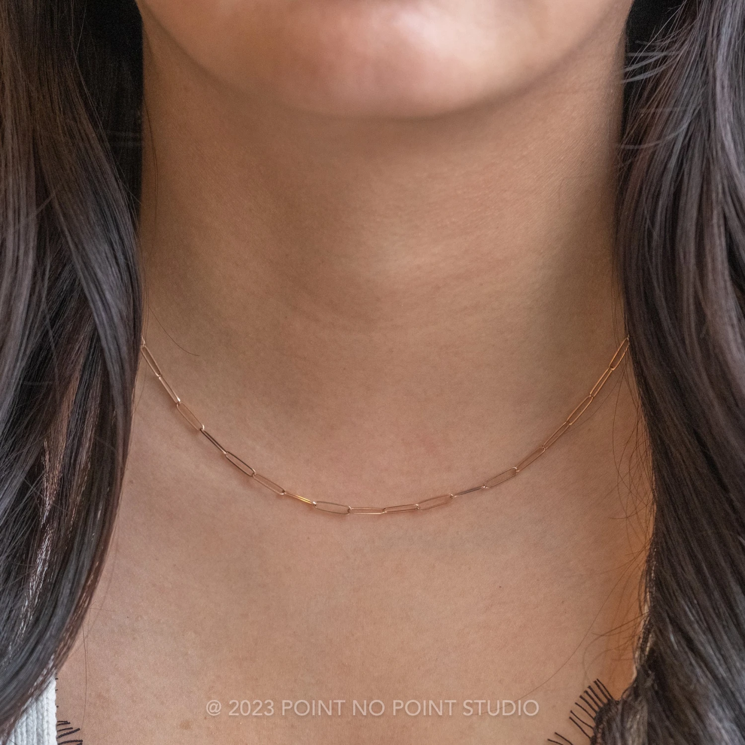 2.6mm Elongated Link, 18" Chain Necklace, 14k Rose Gold 2 2.6mm Elongated Link, 18" Chain Necklace, 14k Rose Gold - Image 2