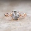 1.93 Carat Salt And Pepper Oval Diamond Engagement Ring, Wisteria Setting, 14K Rose Gold