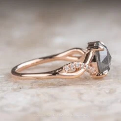 1.93 Carat Salt And Pepper Oval Diamond Engagement Ring, Wisteria Setting, 14K Rose Gold 10 1.93 Carat Salt And Pepper Oval Diamond Engagement Ring, Wisteria Setting, 14K Rose Gold -Point No Point Studio Store 20230523 SFS0006