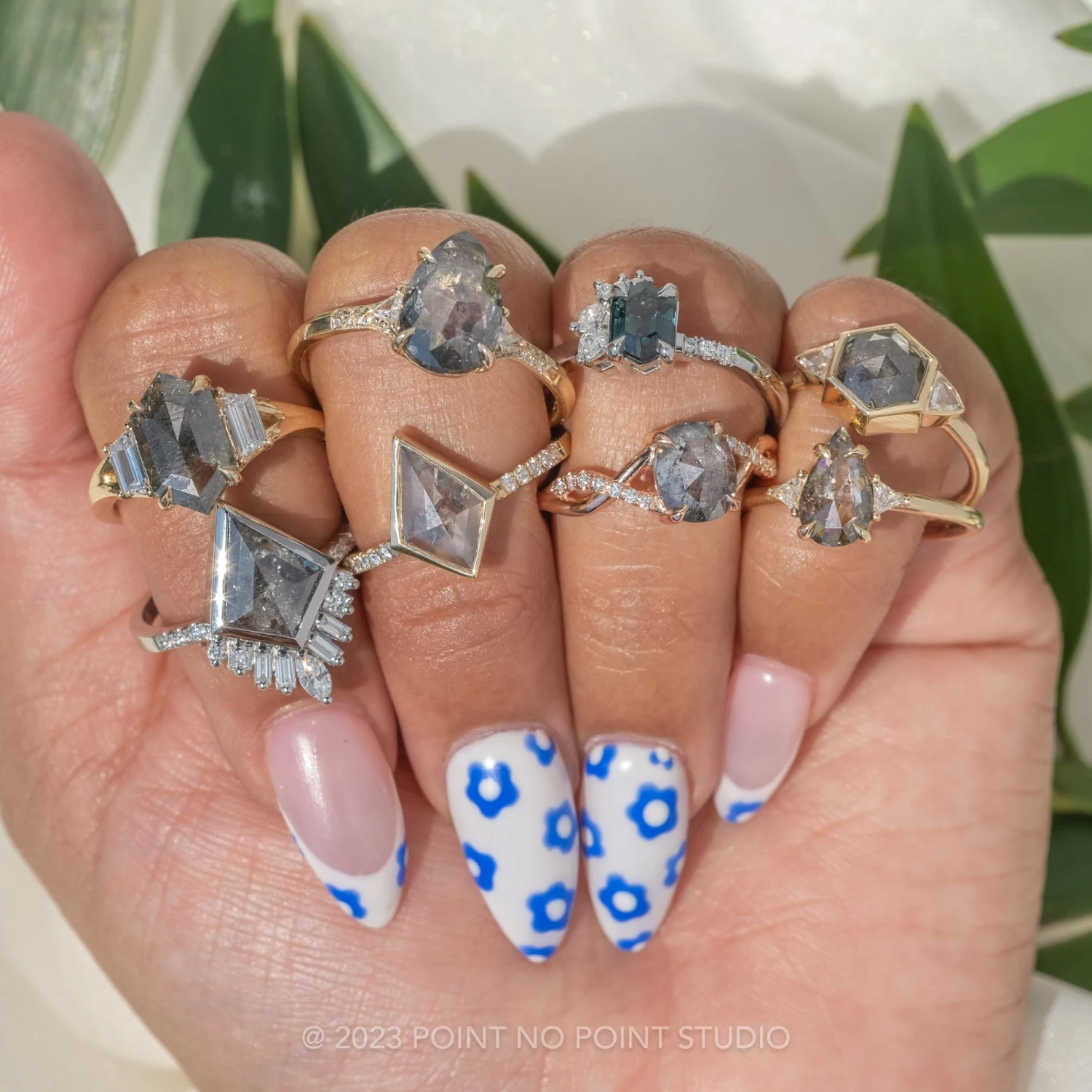 1.93 Carat Salt And Pepper Oval Diamond Engagement Ring, Wisteria Setting, 14K Rose Gold 4 1.93 Carat Salt And Pepper Oval Diamond Engagement Ring, Wisteria Setting, 14K Rose Gold - Image 4