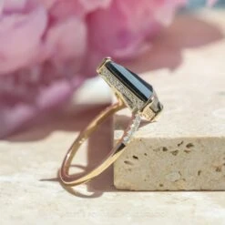 1.40 Carat Opaque Black Kite Diamond Engagement Ring, Juliette Setting, 14K Yellow Gold 13 1.40 Carat Opaque Black Kite Diamond Engagement Ring, Juliette Setting, 14K Yellow Gold -Point No Point Studio Store 20230608 SFS0050