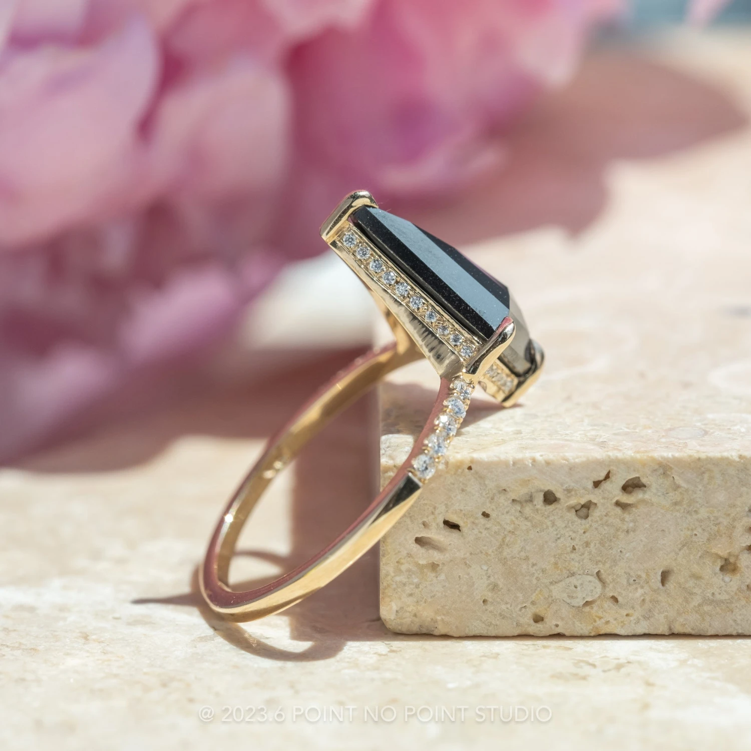 1.40 Carat Opaque Black Kite Diamond Engagement Ring, Juliette Setting, 14K Yellow Gold 4 1.40 Carat Opaque Black Kite Diamond Engagement Ring, Juliette Setting, 14K Yellow Gold - Image 4