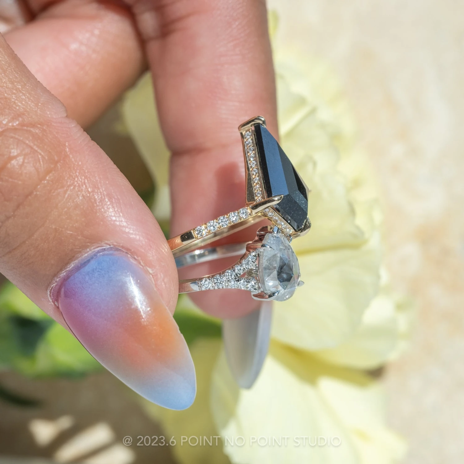 1.40 Carat Opaque Black Kite Diamond Engagement Ring, Juliette Setting, 14K Yellow Gold 7 1.40 Carat Opaque Black Kite Diamond Engagement Ring, Juliette Setting, 14K Yellow Gold - Image 7