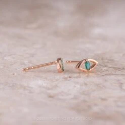 Emerald Eye Studs, 14k Rose Gold 13 Emerald Eye Studs, 14k Rose Gold -Point No Point Studio Store 20230616 SFS0066