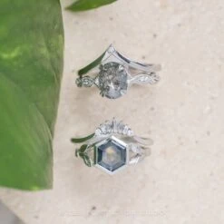 1.53 Carat Salt And Pepper Oval Diamond Engagement Ring, Winter Setting, Platinum 9 1.53 Carat Salt And Pepper Oval Diamond Engagement Ring, Winter Setting, Platinum -Point No Point Studio Store 20230616 SFS0079