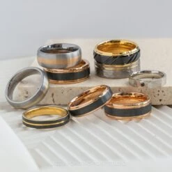 8mm Men's Tungsten Ring With 18K Rose Gold Plating -Point No Point Studio Store 20230616 SFS0114 Edit bfdcc0e4 6968 46d8 ab3d 9112c7581022