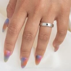 Black Diamond Men's Wedding Band, Comfort Fit, 14K White Gold