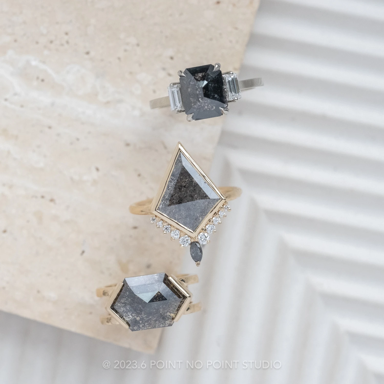 1.87 Carat Black Asscher Diamond Engagement Ring, Lea Setting, 14K White Gold 4 1.87 Carat Black Asscher Diamond Engagement Ring, Lea Setting, 14K White Gold - Image 4