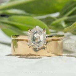 Hexagon Moissanite Engagement Ring, Basket Jane Setting, 14K Yellow Gold -Point No Point Studio Store 20230630 SFS0078 e3e1e6cf fd82 4837 9e34 660c0cf7cf27
