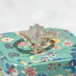 1.99 Carat Icy White Hexagon Diamond Engagement Ring, Eliza Setting, 14K Yellow Gold 8 1.99 Carat Icy White Hexagon Diamond Engagement Ring, Eliza Setting, 14K Yellow Gold -Point No Point Studio Store 20230630 SFS0085