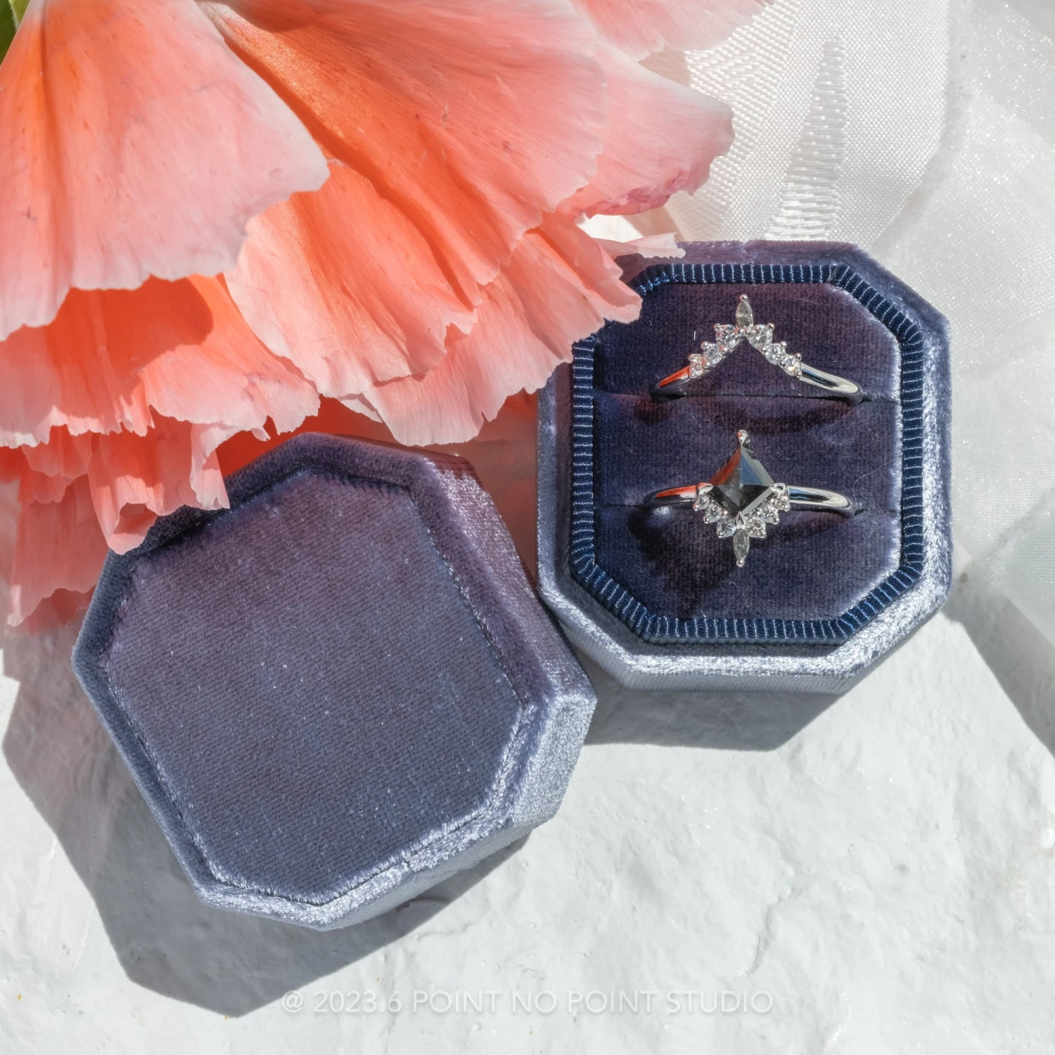 Velvet Bevel Double Slot Ring Box 1 Velvet Bevel Double Slot Ring Box