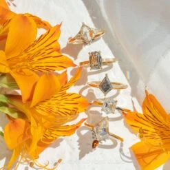 2.34 Carat Kite Moissanite Engagement Ring, Bezel Ava Setting, 14K Yellow Gold -Point No Point Studio Store 20230630 SFS0111