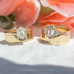 Hexagon Moissanite Engagement Ring, Basket Jane Setting, 14K Yellow Gold -Point No Point Studio Store 20230630 SFS0116 c7375339 9aab 4e6e b31b cfdaa9673982