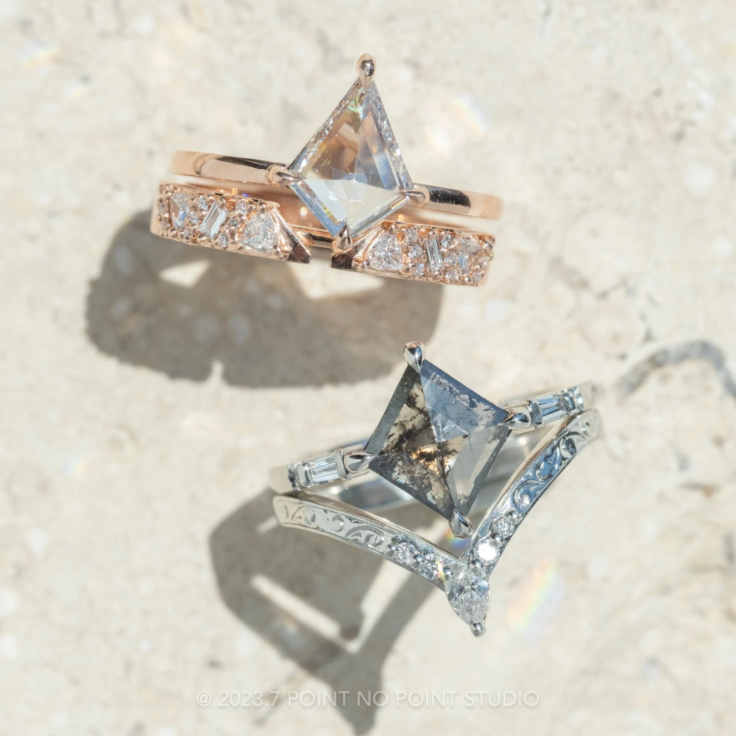 1.15 Carat Clear Kite Diamond Engagement Ring, Jane Setting, 14K Rose Gold 4 1.15 Carat Clear Kite Diamond Engagement Ring, Jane Setting, 14K Rose Gold - Image 4