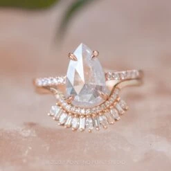 1.82 Carat Icy White Pear Diamond Engagement Ring, Jules Setting, 14K Rose Gold -Point No Point Studio Store 20230728 SFS0023 181176cd 0882 4042 af95 043fc57634ad