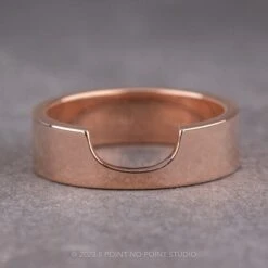 Ellipse Setting, 6mm 14k Rose Gold Wedding Band, Polished Finish