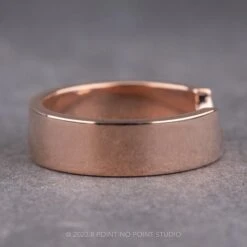 Ellipse Setting, 6mm 14k Rose Gold Wedding Band, Polished Finish -Point No Point Studio Store 20230809 SFS0011