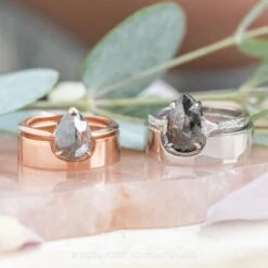 2.55 Carat Salt And Pepper Pear Diamond Engagement Ring, Jane Setting, 14K Rose Gold 10 2.55 Carat Salt And Pepper Pear Diamond Engagement Ring, Jane Setting, 14K Rose Gold -Point No Point Studio Store 20230809 SFS0031
